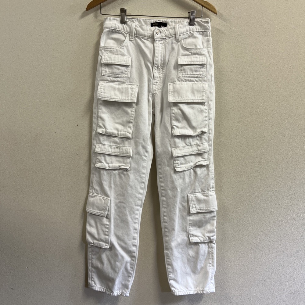 Maje Jeans‎ Women Size 38 Paris White High Waist Cargo Jeans